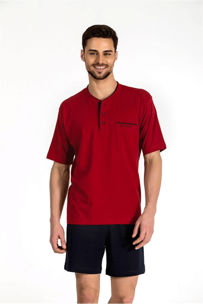 Pierre Cardin 5370 Combed Cotton 3-Piece Pajama Set Burgundy