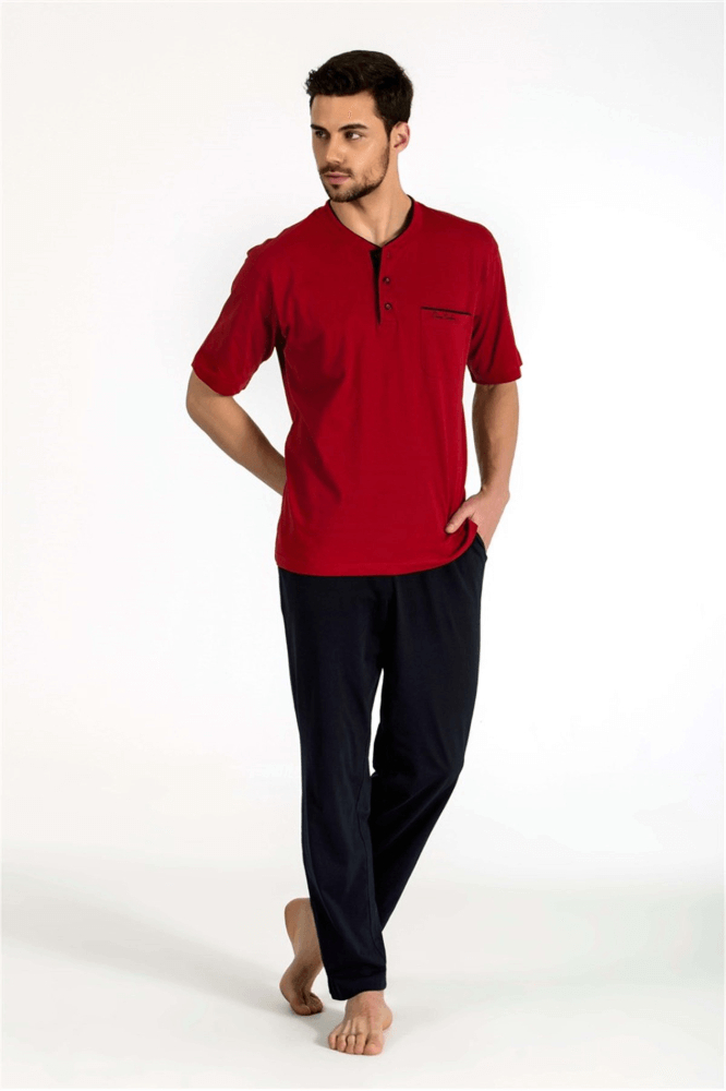 Pierre Cardin 5370 Combed Cotton 3-Piece Pajama Set Burgundy