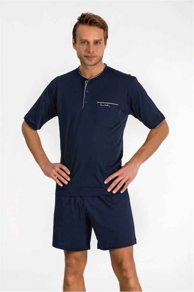 Pierre Cardin 5370 Cotton 3-Piece Pajama Set in Navy