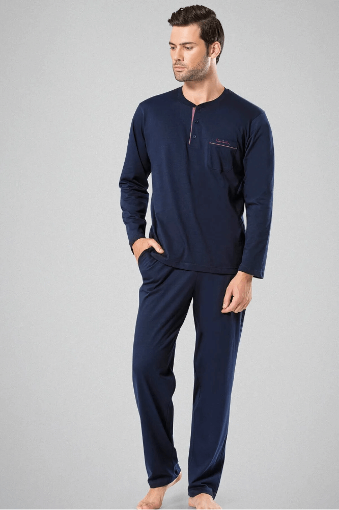 Pierre Cardin 5454 Men's Long Pajama Set in Navy