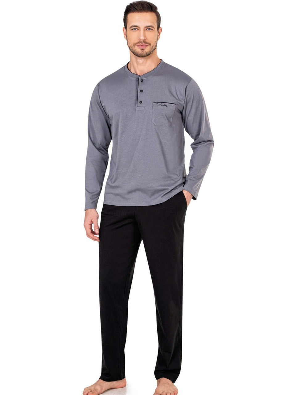 Pierre Cardin 5605 Robe and Pajama Set for Home Comfort Black