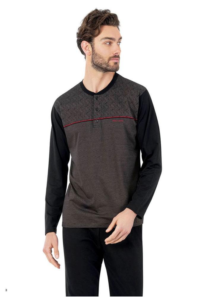 Pierre Cardin Men's Jacquard Pajama Set in Black