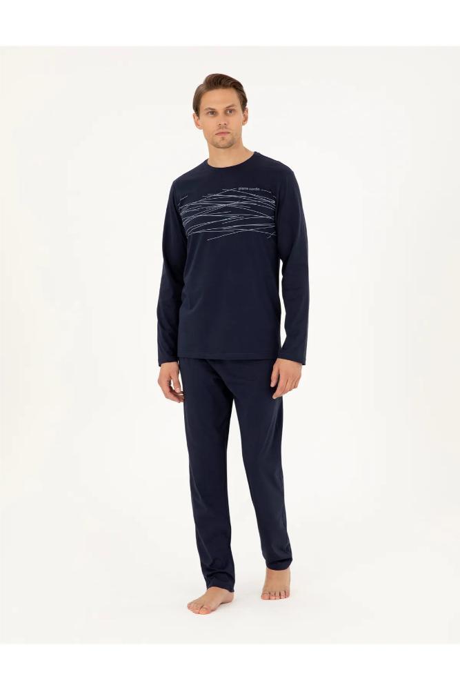 Pierre Cardin Men's Cotton Pajama Set in Navy Blue