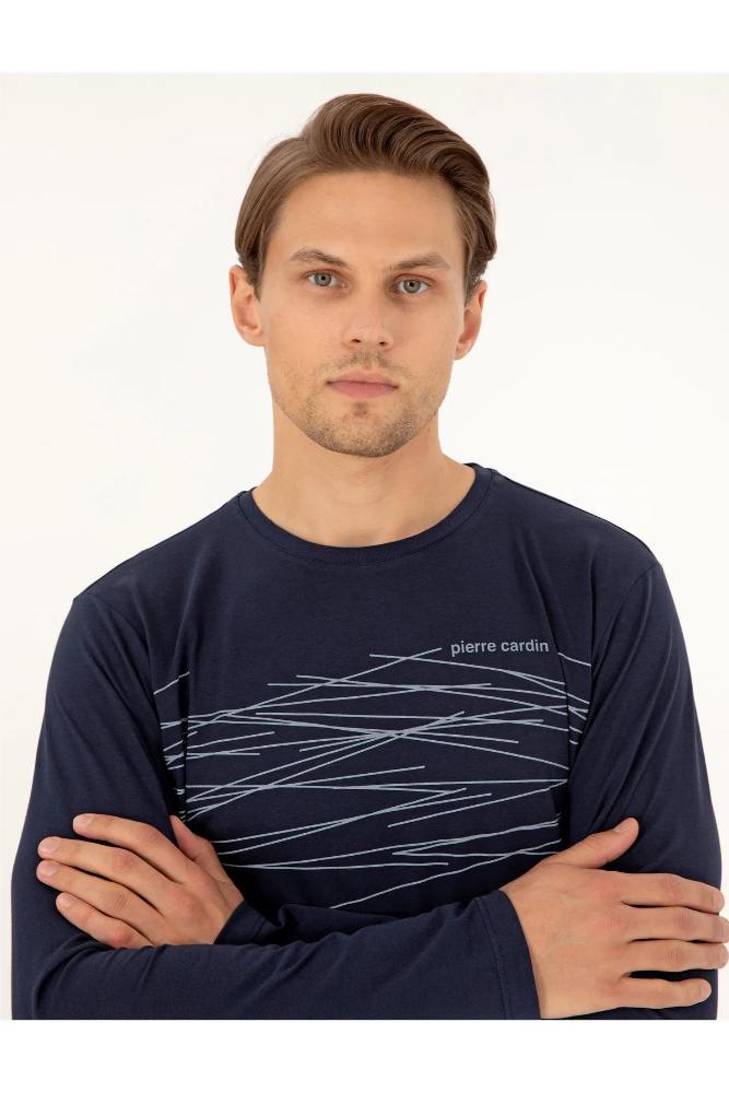 Pierre Cardin Men's Cotton Pajama Set in Navy Blue