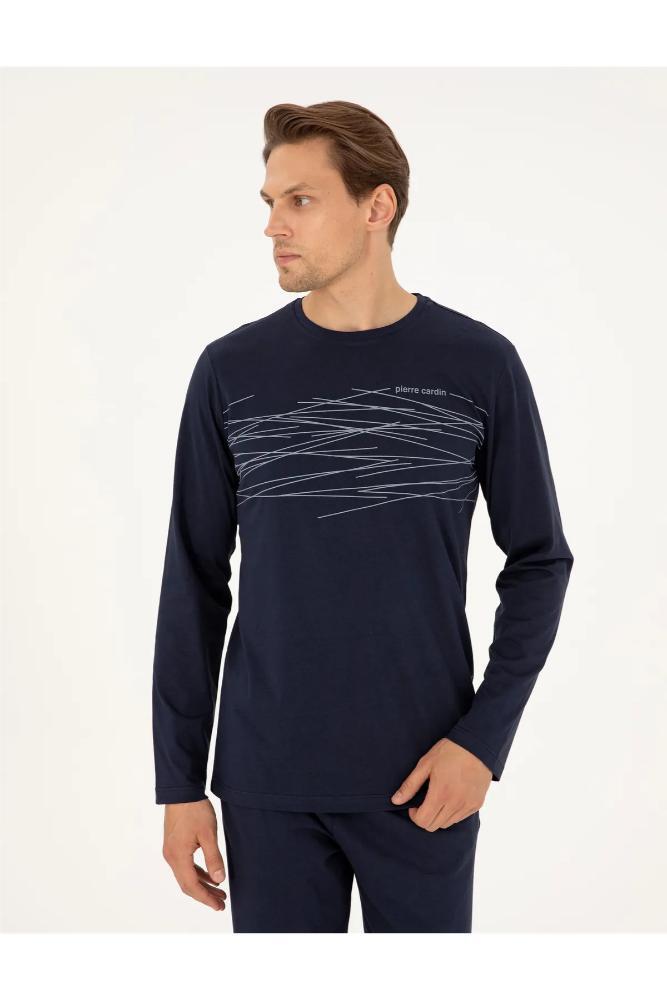 Pierre Cardin Men's Cotton Pajama Set in Navy Blue