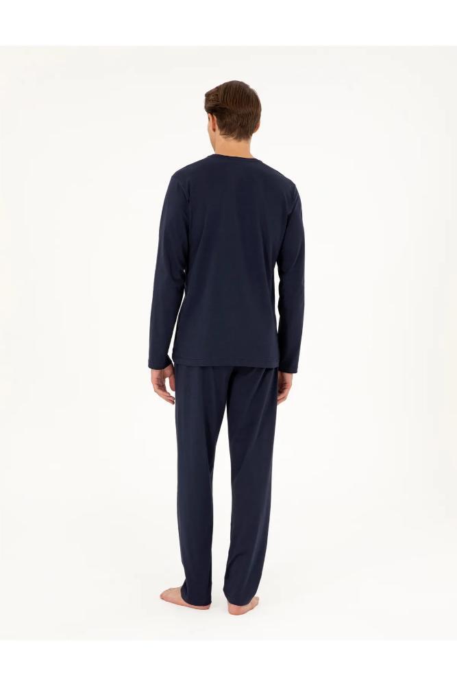 Pierre Cardin Men's Cotton Pajama Set in Navy Blue