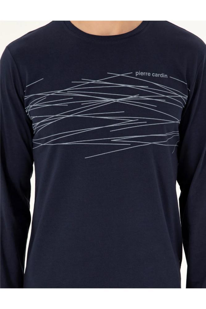 Pierre Cardin Men's Cotton Pajama Set in Navy Blue