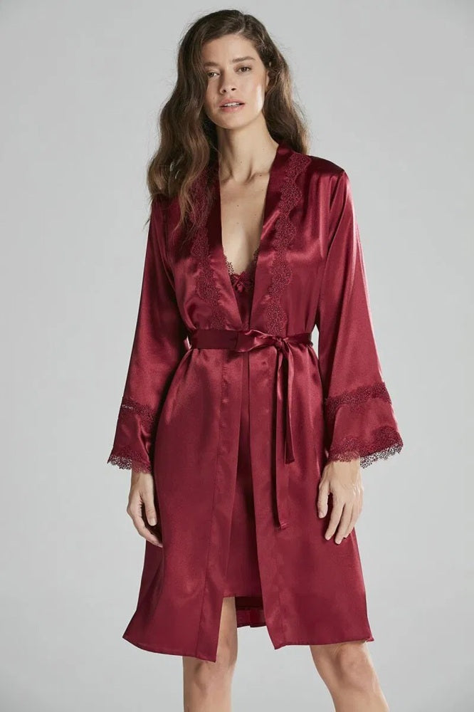 Pierre Cardin 6965 Satin 6-Piece Loungewear Set Burgundy