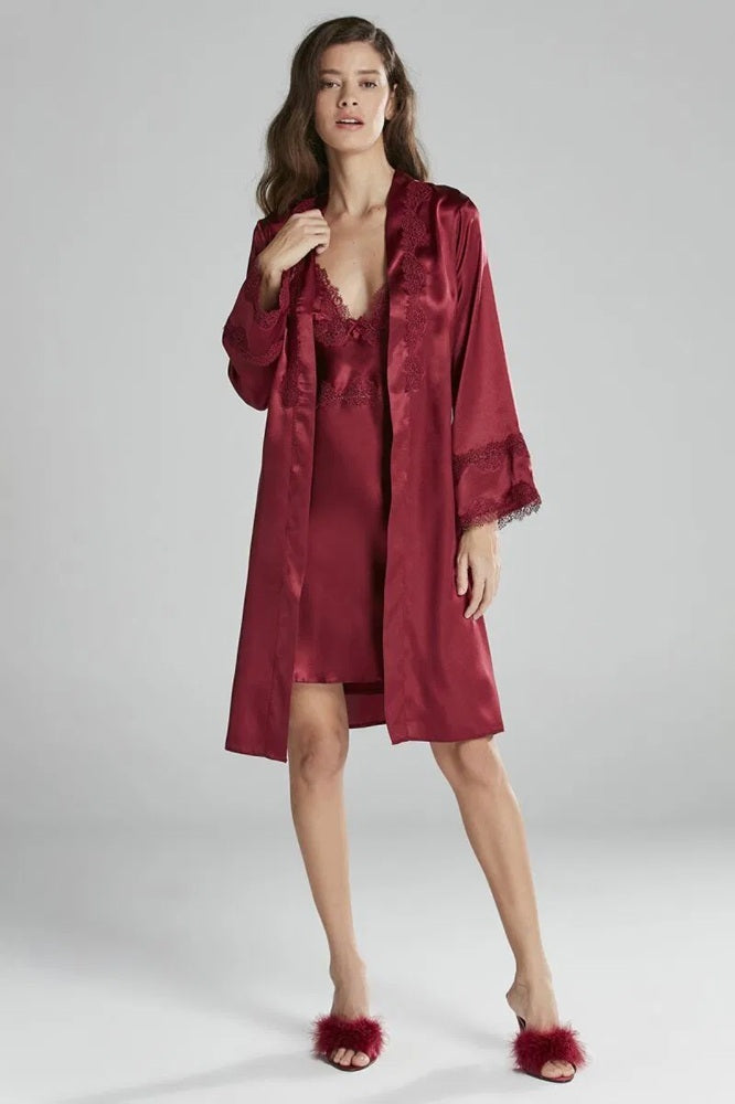 Pierre Cardin 6965 Satin 6-Piece Loungewear Set Burgundy