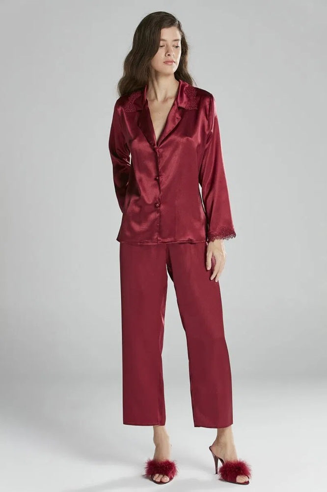 Pierre Cardin 6965 Satin 6-Piece Loungewear Set Burgundy