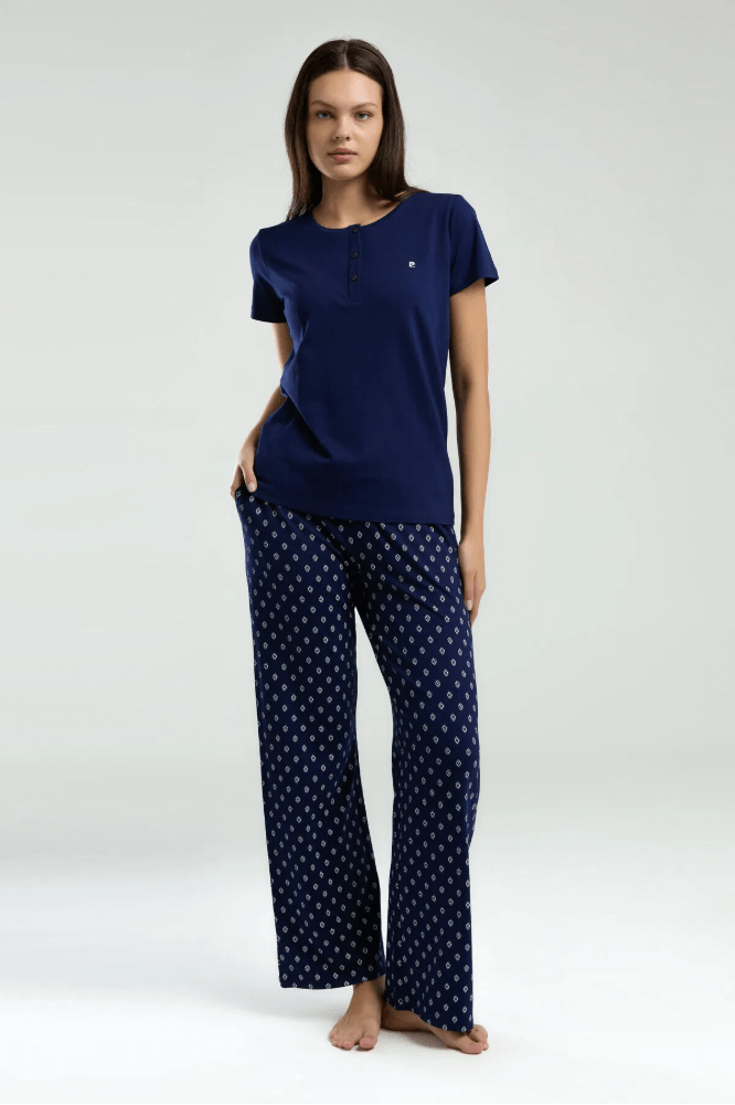 Pierre Cardin Plus Size Women's Pajama Set in Navy Blue