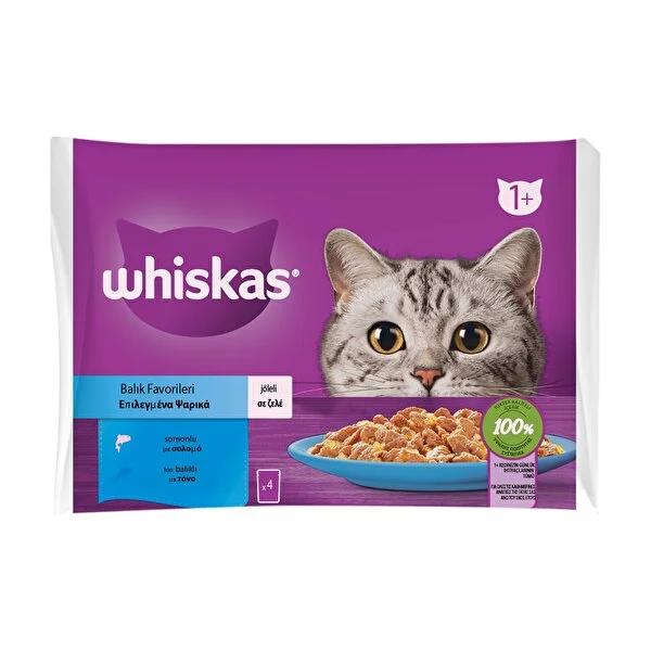 Whiskas Wet Cat Food Pouches: Salmon & Tuna Flavors, Balanced Nutrition for Healthy Skin & Urinary Tract - 4x85g Whiskas Wet Cat Food: Salmon & Tuna, Healthy Skin & Nutrition wet cat food, cat food pouches, tuna cat food, salmon cat food, balanced cat nutrition, cat food for healthy skin, Whiskas cat food, adult cat food, cat food variety pack, cat food, cat nutrition, healthy cat food, skin and coat health, urinary health, portion control, convenient cat food, fish cat food, tasty cat food, balanced diet, 