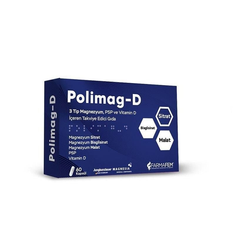 Farmafem Ilac Polimag D Magnesium and Vitamin D Complex 60 Capsules