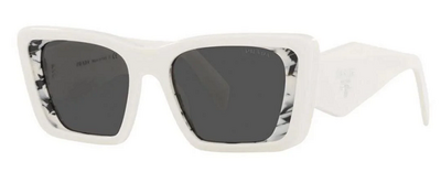 Prada 08Y 02V-5s0 White Bone Rectangular Sunglasses 51mm