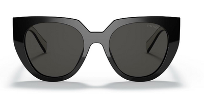 Prada 14W 09Q-5s0 Black Square Sunglasses with Organic Lenses