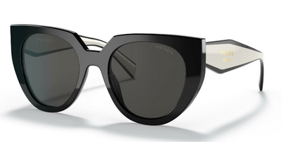 Prada 14W 09Q-5s0 Black Square Sunglasses with Organic Lenses