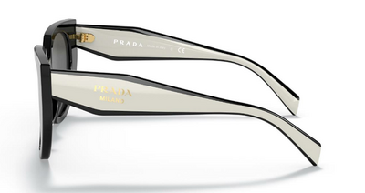 Prada 14W 09Q-5s0 Black Square Sunglasses with Organic Lenses