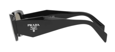 Prada 17W 1AB-2B0 Black Rectangle Sunglasses with Mirrored Lenses
