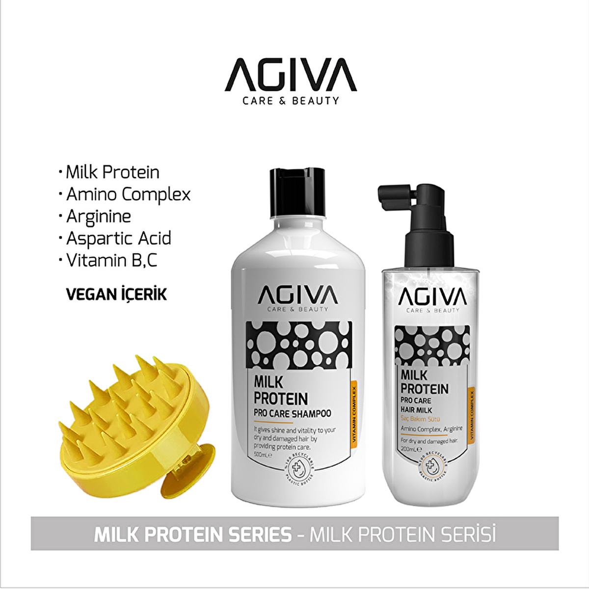 Agiva Milk Protein Hair Care Set: Shampoo, Hair Milk & Comb - Repair Damaged Hair, Restore Shine, Moisturize & Detangle Agiva Milk Protein Hair Care: Repair, Moisturize & Shine milk protein shampoo, hair milk for dry hair, hair care set, damaged hair repair, hair moisturizing treatment, protein hair treatment, hair detangling comb, split ends repair, dry hair shampoo, moisturizing hair milk, protein shampoo, shampoo for damaged hair, hair repair kit, hair milk, dry hair, damaged hair, hair care, shampoo, co