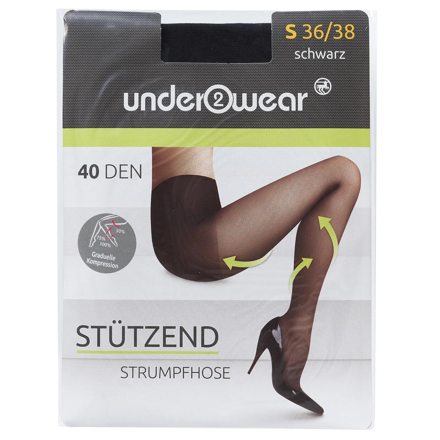 Underwear 40 Denier Sheer Support Tights in Black 36-38