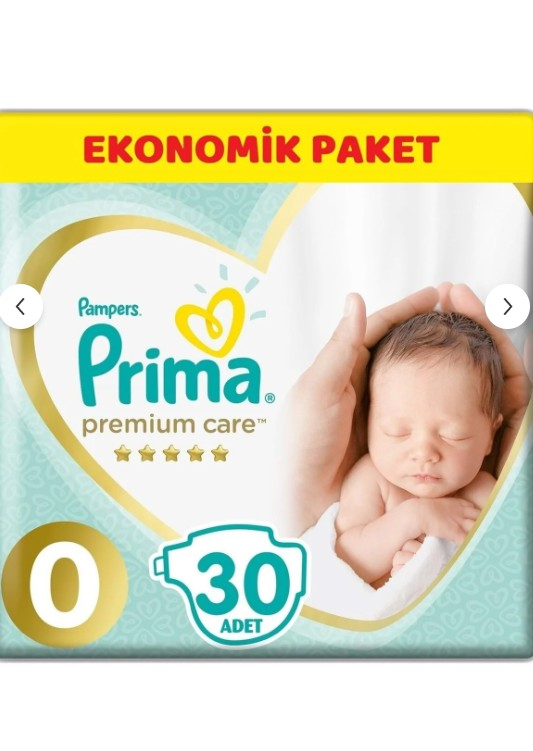 Pampers Prima Premium Care Size 0 Diapers for Preemies 30 Count