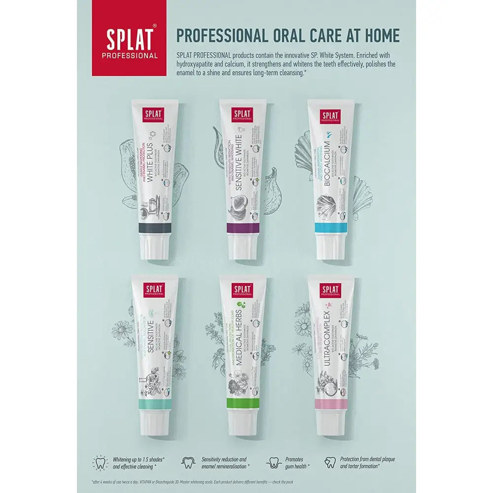 Professional Toothpaste Splat White Plus. Safe Whitening
