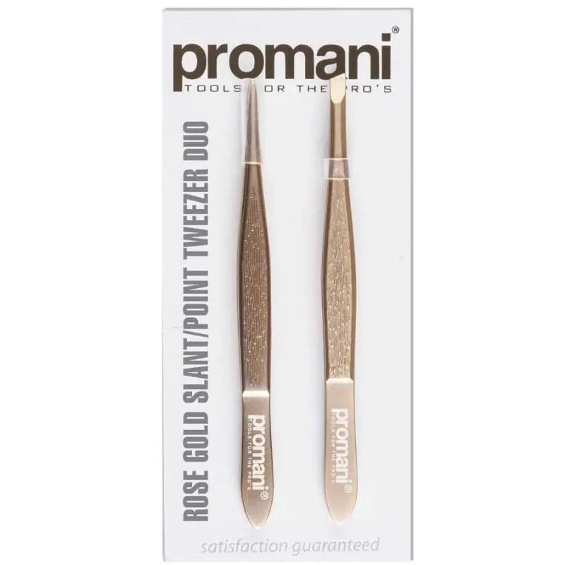 Promani Rose Gold Tweezer Set for Brow Shaping 2-Piece