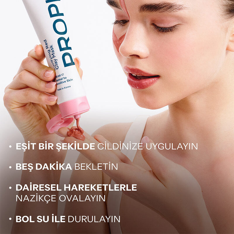 Propia Red Clay Pore Mask with Hyaluronic Acid, 100 ml Tube