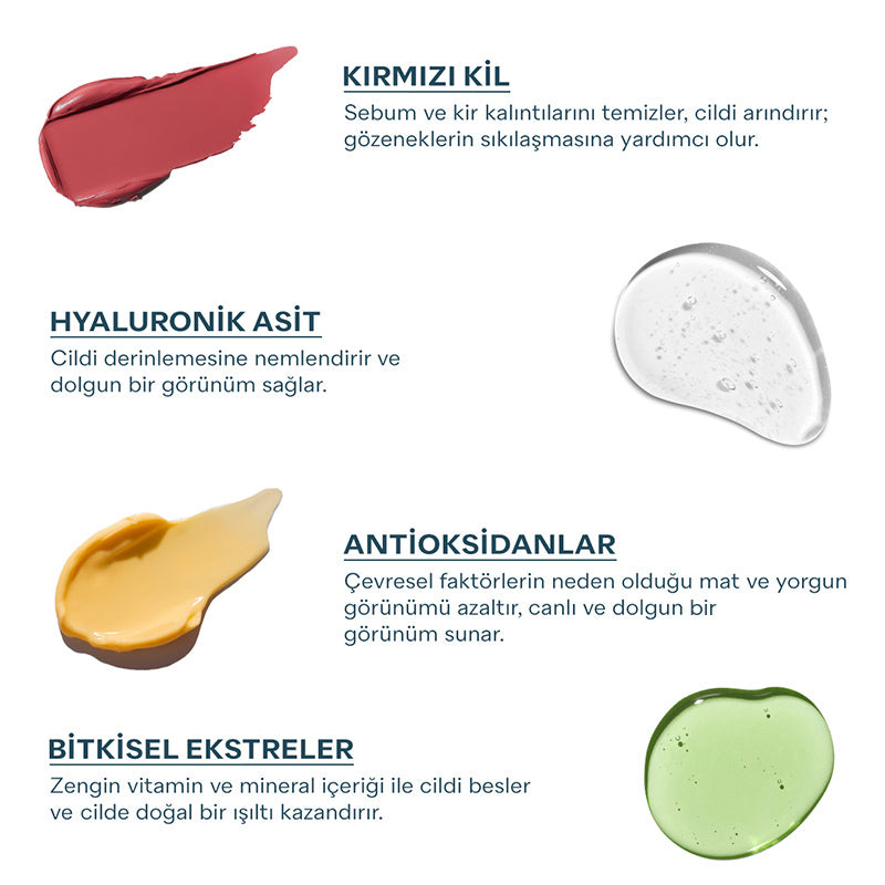 Propia Red Clay Pore Mask with Hyaluronic Acid, 100 ml Tube