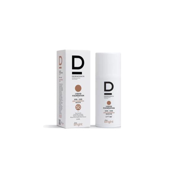 Dermoskin Be Bright SPF50+ Liquid Foundation - Medium Shade, 33ml - Natural Coverage with Sun Protection - image 3