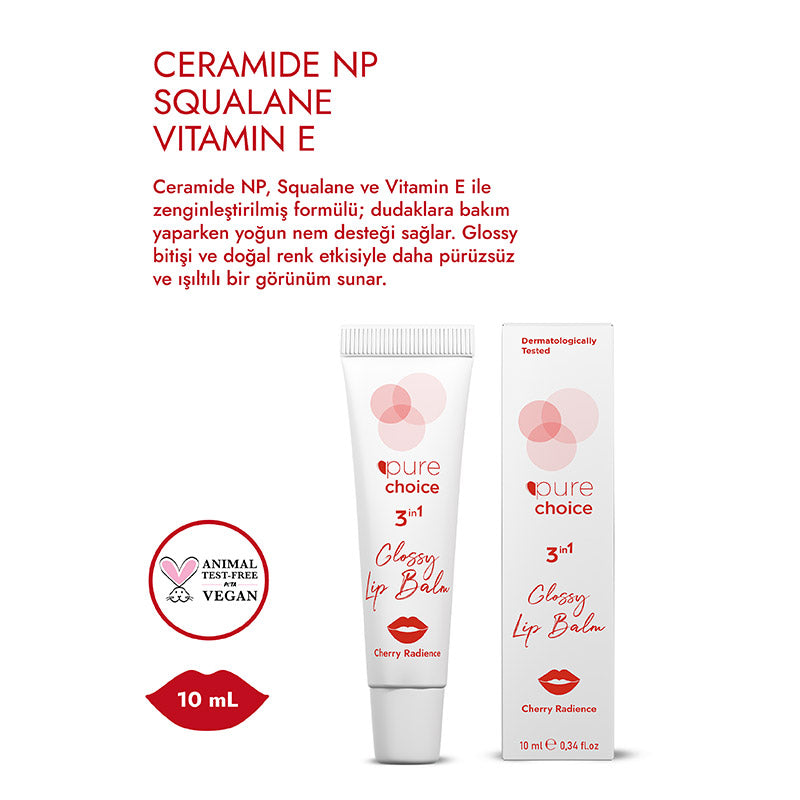 Pure Choice Cherry Radiance 3in1 Glossy Lip Balm 10 ml