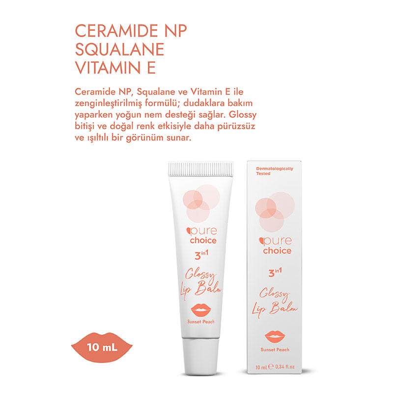 Pure Choice Sunset Peach 3in1 Glossy Lip Balm 10 ml