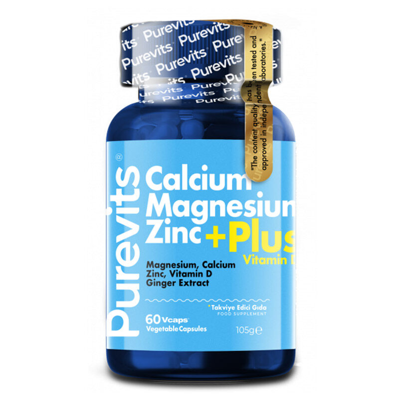 Purevits Calcium Magnesium Zinc Plus Vitamin D Supplement 60 Capsules
