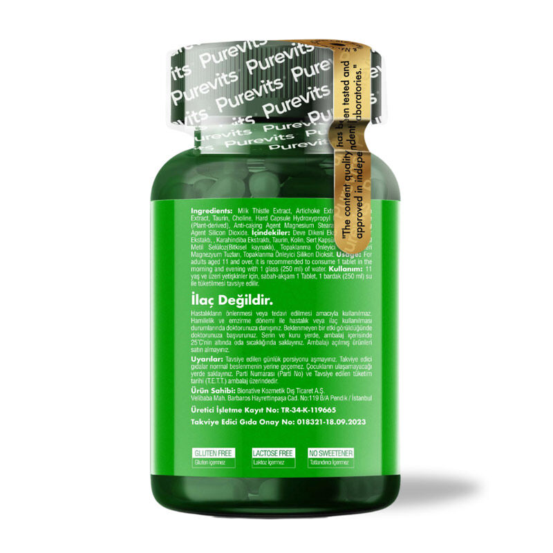 Purevits Milk Thistle Complex Herbal Support Supplement 60 Capsules