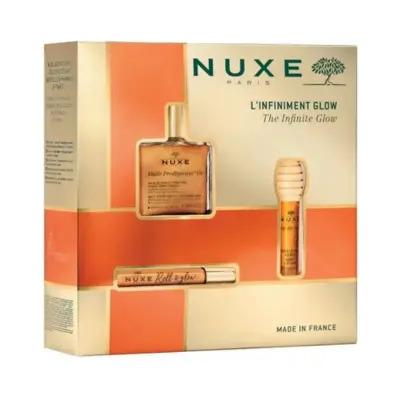 nuxe infinite glow gift set, nuxe huile prodigieuse multi-purpose dry oil, nuxe huile prodigieuse or roll and glow, nuxe reve de miel lip balm Nuxe Infinite Glow Gift Set - Radiant Skincare Essentials | 100 ml Nuxe Infinite Glow Gift Set - Radiant Skincare Essentials nuxe, gift-set, skincare, radiance, beauty, lip-balm, multi-purpose-oil, self-care, unisex, ai-generated