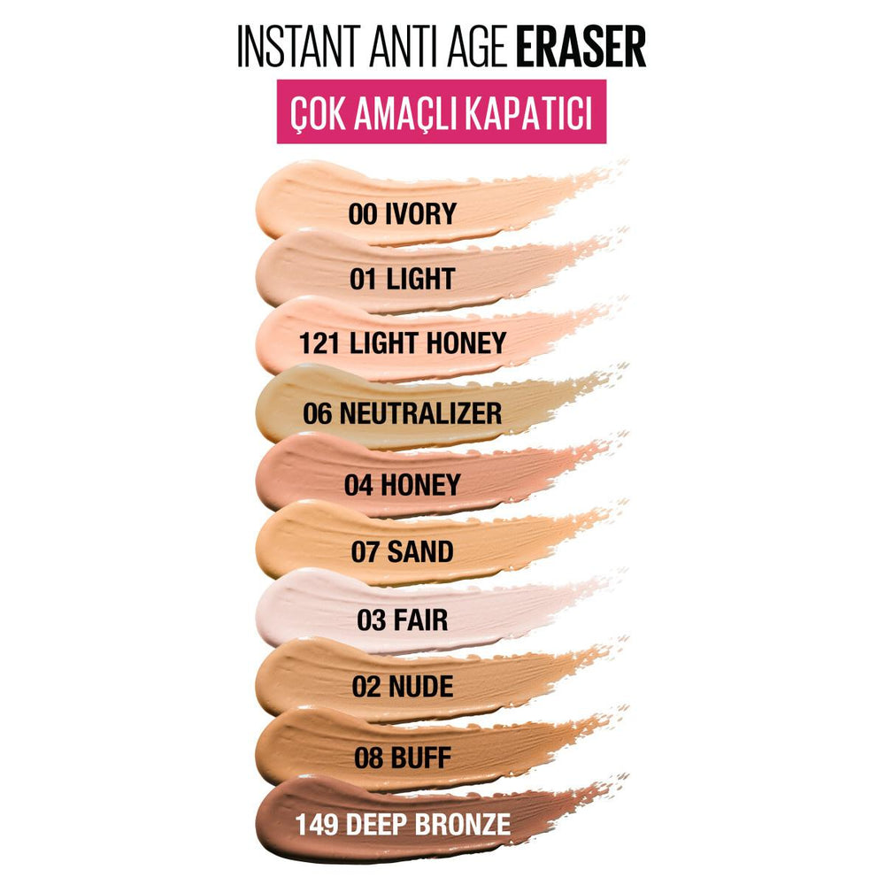 Maybelline New York Instant Anti Age Eraser Concealer - High Coverage, Anti-Aging Makeup for Flawless Complexion - Concealer