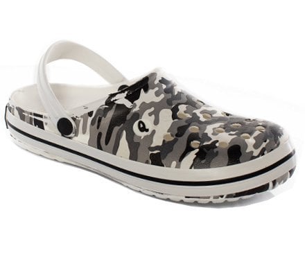 Labor Q-Clogs Grey Camouflage Sabo Clogs with Orthopedic Sole