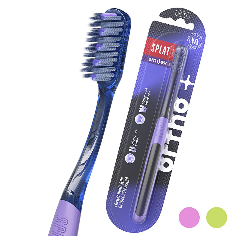 Splat Smilex Ortho+ Soft Bristle Orthodontic Toothbrush for Braces Care - Toothpaste