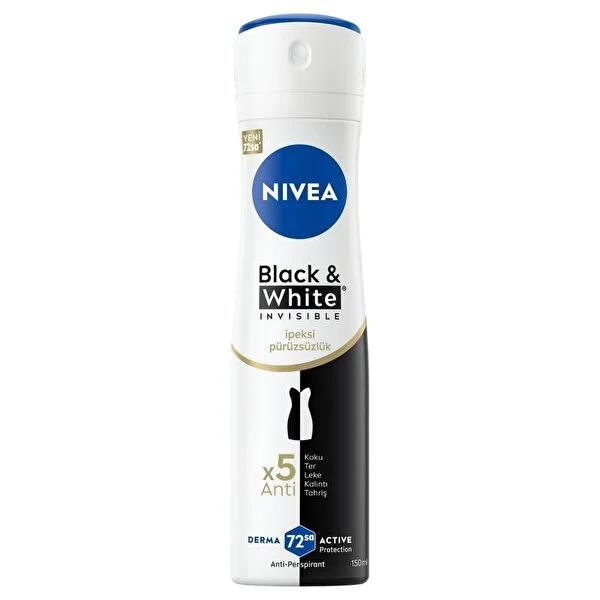 Nivea Black & White Invisible Silky Smooth Anti-Perspirant Spray Deodorant for Women - 72 Hour Stain Protection, Alcohol-Free, Dermatologically Tested Nivea Black & White Deodorant: 72H Stain Protection Nivea deodorant, spray deodorant, anti-perspirant, black and white deodorant, stain resistant deodorant, 72 hour deodorant, invisible deodorant, women's deodorant, alcohol free deodorant, deodorant for women, anti stain deodorant, long lasting deodorant, sweat protection, odor protection, sensitive skin deod