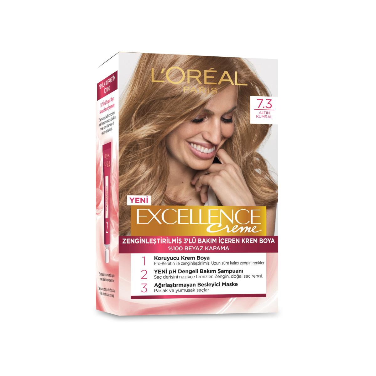 L&#39;Oreal Paris Excellence Creme 7.3 Golden Brown Hair Dye: 100% Gray Coverage, Long Lasting Color, Keratin &amp; Ceramide for Healthy, Shiny Hair L&#39;Oreal Golden Brown Hair Dye: 100% Gray Coverage &amp; Shiny Hair hair dye, gray coverage hair color, golden brown hair dye, permanent hair color, at home hair color, hair color with keratin, hair color with ceramide, long lasting hair dye, Loreal hair dye, hair color for gray hair, hair color, hair coloring, at-home hair color, gray hair solutions, keratin hair dye, cera