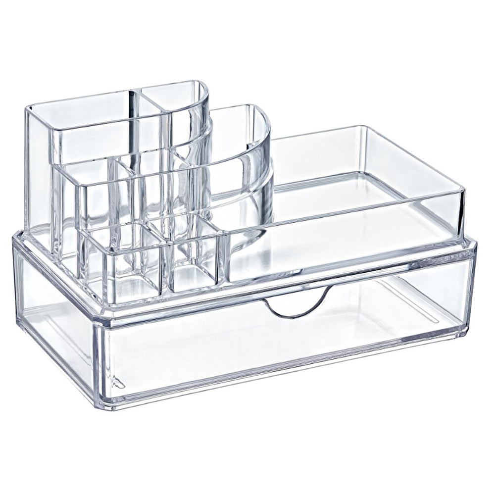 Bee Home Crystal Cosmetic Organizer with Drawer - Elegant Bathroom Storage Solution