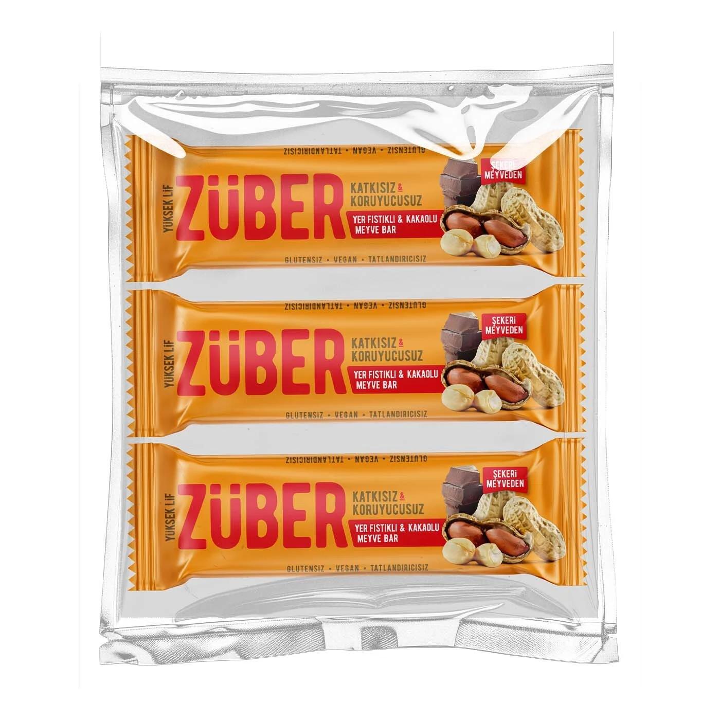 Zuber Fistirik Peanut Butter Snack Squeeze Pack 3 x 30g