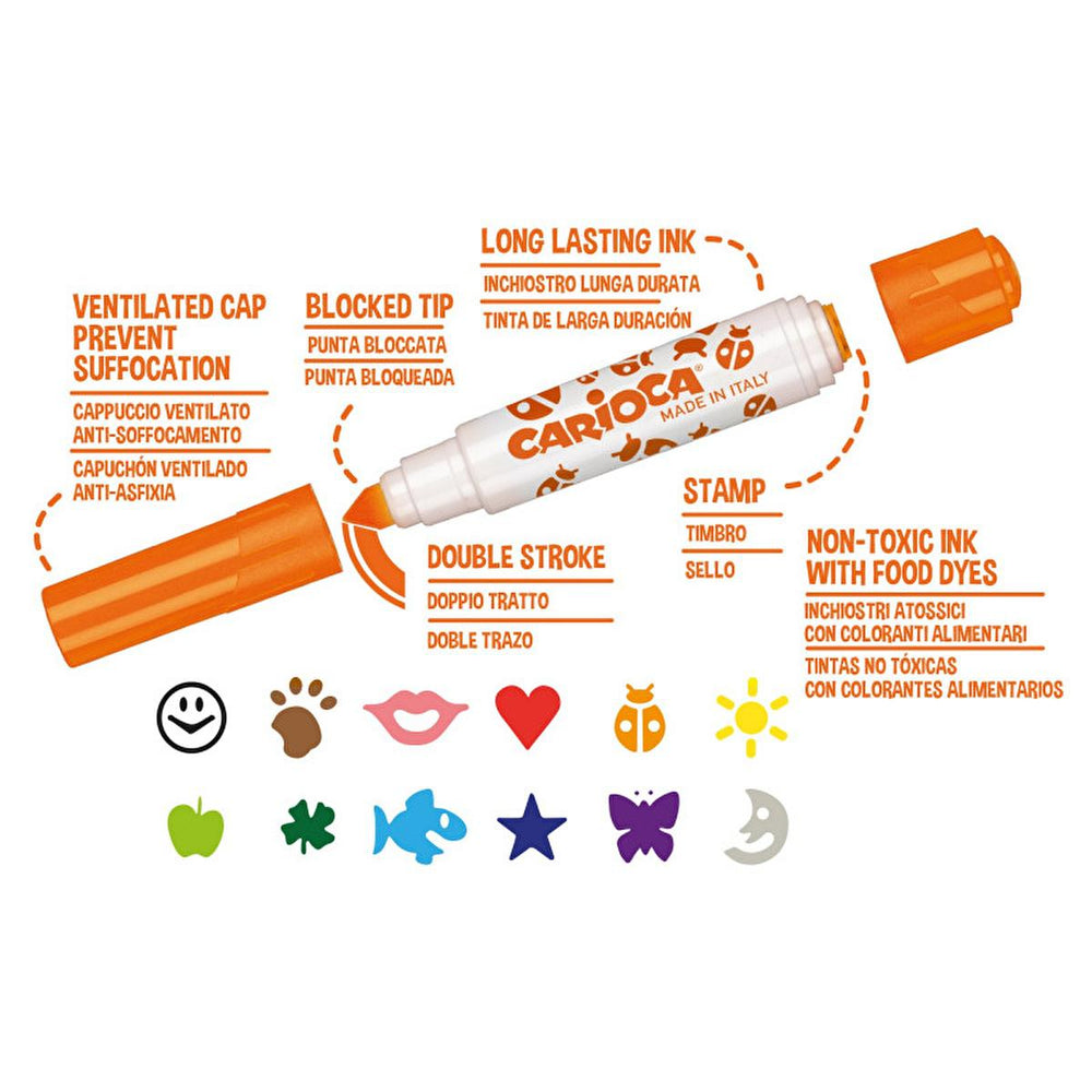 Carioca Stamperello 12-Pack Washable Markers for Kids - Non-Toxic Art Supplies with Stamp Tips - view 2