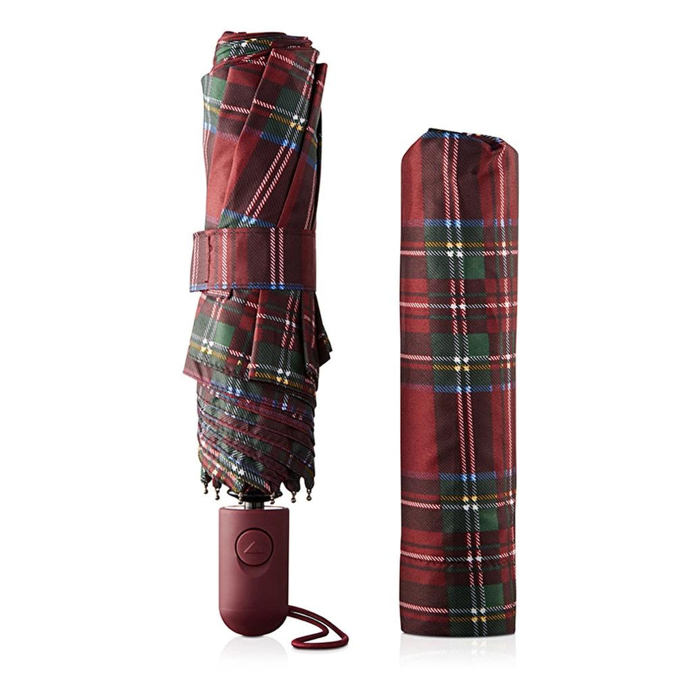 Eklips Burgundy Plaid Automatic Umbrella