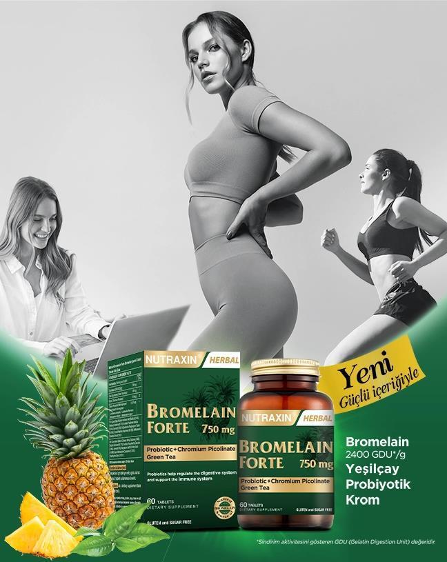 Nutraxin Bromelain Forte 60 Tablets - Digestive Health & Immune System Support Supplement - view 2