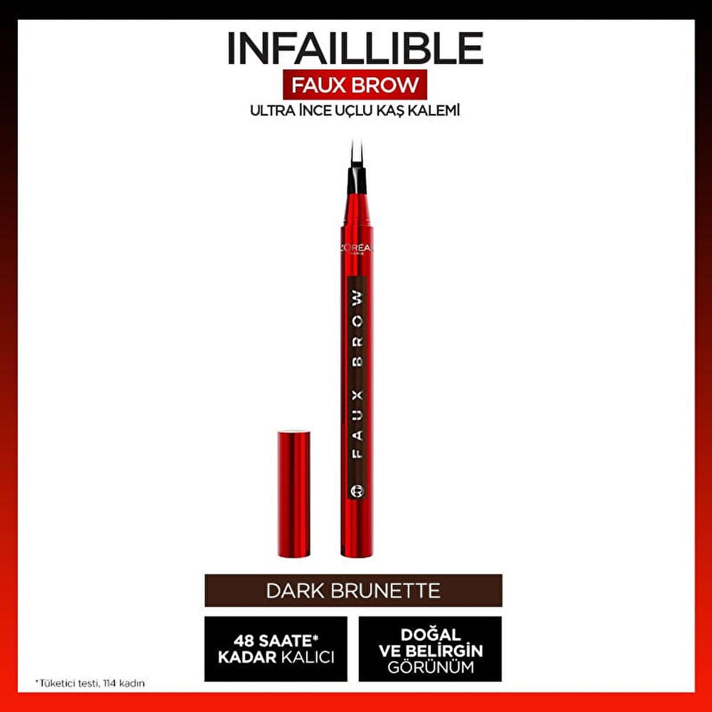 Loreal Paris Infaillible Faux Brow: Ultra-Fine Dark Brunette Brow Pencil for Natural, Long-Lasting, Smudge & Waterproof Definition Loreal Paris Brow Pencil: Ultra-Fine, Long-Lasting Definition eyebrow pencil, brow pencil, ultra-fine eyebrow pencil, long-lasting eyebrow pencil, smudge-proof eyebrow pencil, waterproof eyebrow pencil, natural eyebrow look, dark brunette eyebrow pencil, transfer-resistant eyebrow pencil, Loreal eyebrow pencil, eyebrow makeup, brow definition, natural brows, long lasting brows, 