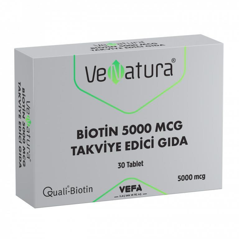 VeNatura Biotin 5000 mcg Vegan Dietary Supplement for Hair, Skin, and Nail Health - 30 Tablets - Vitamin & Supplement