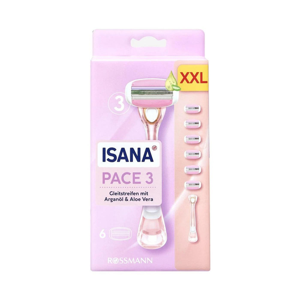 Isana Pace 3-Blade System Razor for Smooth Shaving 10 Pack