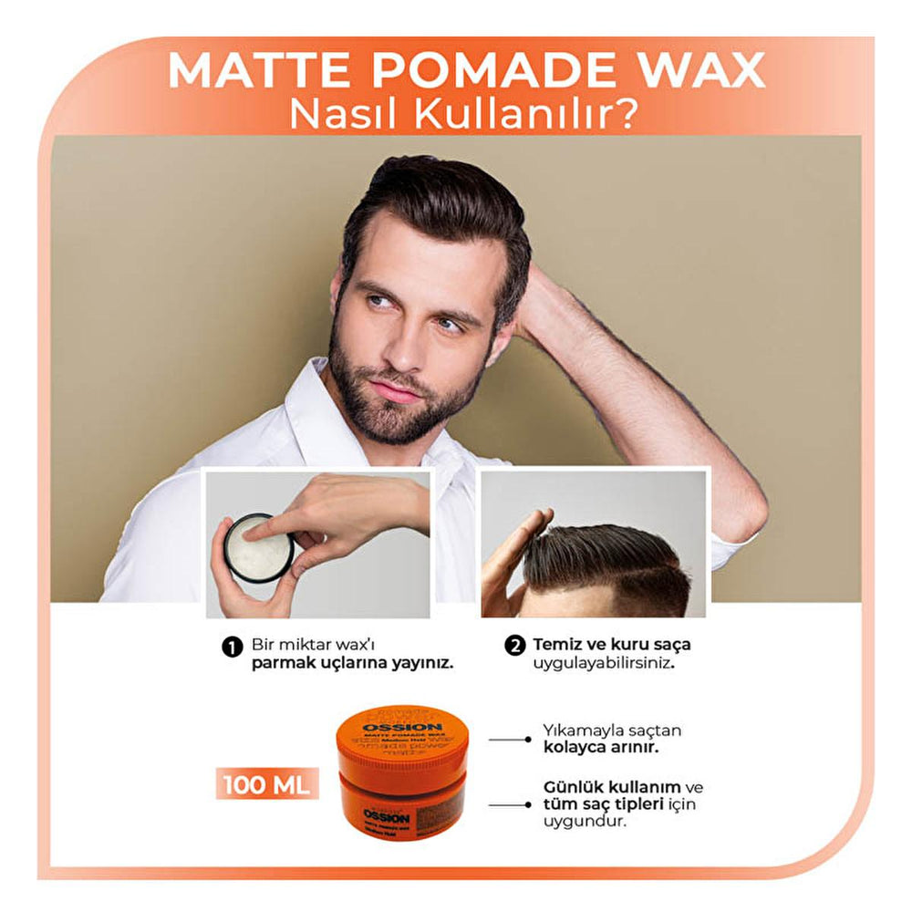 Morfose Ossion Matte Pomade Wax for Natural Hair Styling - 3.38 fl oz, Water-Based, Medium Hold, Residue-Free - Hair Styling