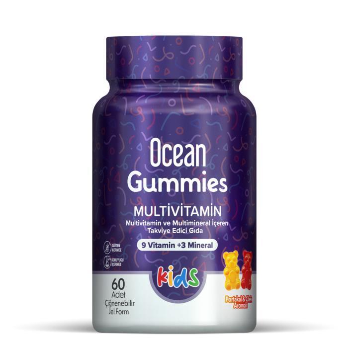 Ocean Kids Kids Multivitamin, Chewable Vitamins for Children - 60 Count Jelly Form - Vitamin & Supplement